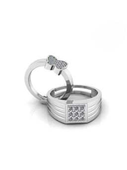 Miss Highness - 925 Sterling Silver Couple Rings for Women and Men (Pack of 2)