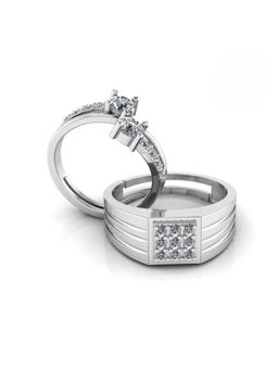 Miss Highness - 925 Sterling Silver Couple Rings for Women and Men (Pack of 2)
