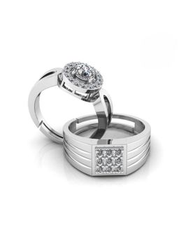 Miss Highness - 925 Sterling Silver Couple Rings for Women and Men (Pack of 2)