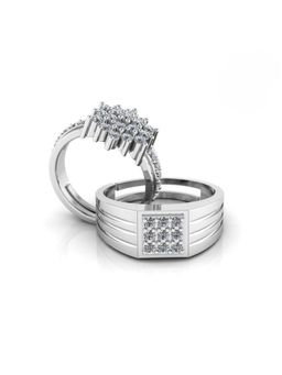 Miss Highness - 925 Sterling Silver Couple Rings for Women and Men (Pack of 2)