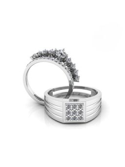 Miss Highness - 925 Sterling Silver Couple Rings for Women and Men (Pack of 2)