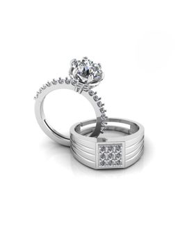 Miss Highness - 925 Sterling Silver Couple Rings for Women and Men (Pack of 2)