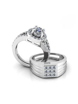 Miss Highness - 925 Sterling Silver Couple Rings for Women and Men (Pack of 2)