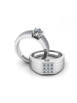Miss Highness - 925 Sterling Silver Couple Rings for Women and Men (Pack of 2)