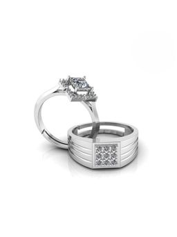 Miss Highness - 925 Sterling Silver Couple Rings for Women and Men (Pack of 2)