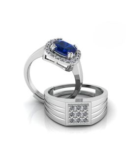 Miss Highness - 925 Sterling Silver Couple Rings for Women and Men (Pack of 2)