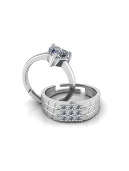 Miss Highness - 925 Sterling Silver Couple Rings for Women and Men (Pack of 2)