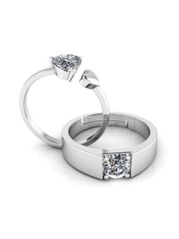 Miss Highness - 925 Sterling Silver Couple Rings for Women and Men (Pack of 2)