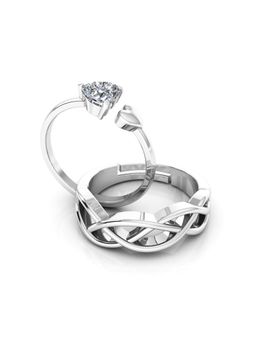 Miss Highness - 925 Sterling Silver Couple Rings for Women and Men (Pack of 2)