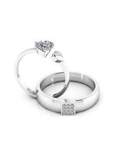Miss Highness - 925 Sterling Silver Couple Rings for Women and Men (Pack of 2)