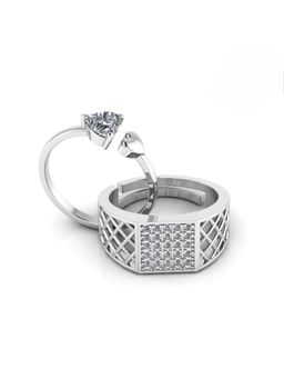Miss Highness - 925 Sterling Silver Couple Rings for Women and Men (Pack of 2)