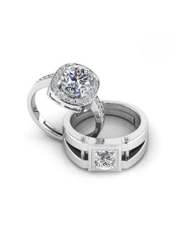 Miss Highness - 925 Sterling Silver Couple Rings for Women and Men (Pack of 2)