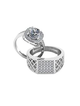 Miss Highness - 925 Sterling Silver Couple Rings for Women and Men (Pack of 2)