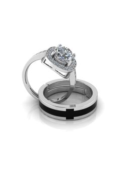 Miss Highness - 925 Sterling Silver Couple Rings for Women and Men (Pack of 2)