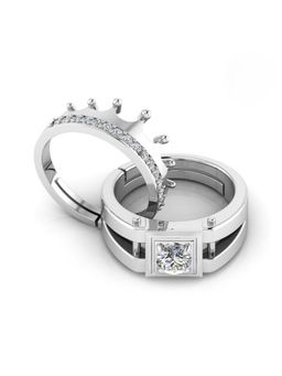 Miss Highness - 925 Sterling Silver Couple Rings for Women and Men (Pack of 2)