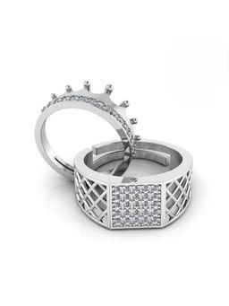 Miss Highness - 925 Sterling Silver Couple Rings for Women and Men (Pack of 2)