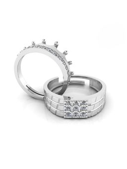 Miss Highness - 925 Sterling Silver Couple Rings for Women and Men (Pack of 2)