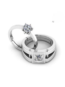 Miss Highness - 925 Sterling Silver Couple Rings for Women and Men (Pack of 2)