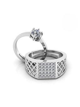 Miss Highness - 925 Sterling Silver Couple Rings for Women and Men (Pack of 2)