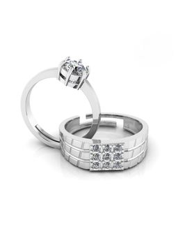Miss Highness - 925 Sterling Silver Couple Rings for Women and Men (Pack of 2)