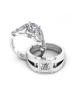 Miss Highness - 925 Sterling Silver Couple Rings for Women and Men (Pack of 2)
