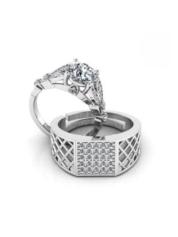 Miss Highness - 925 Sterling Silver Couple Rings for Women and Men (Pack of 2)