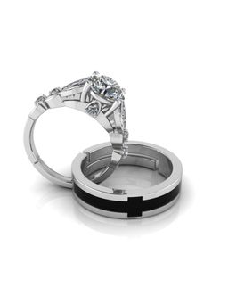 Miss Highness - 925 Sterling Silver Couple Rings for Women and Men (Pack of 2)
