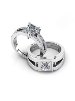Miss Highness - 925 Sterling Silver Couple Rings for Women and Men (Pack of 2)