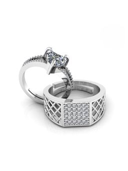 Miss Highness - 925 Sterling Silver Couple Rings for Women and Men (Pack of 2)