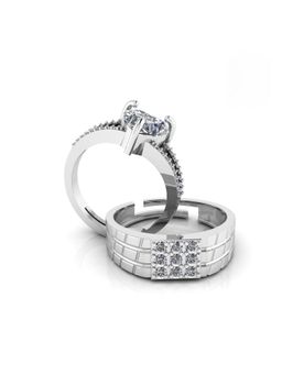 Miss Highness - 925 Sterling Silver Couple Rings for Women and Men (Pack of 2)