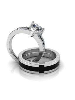 Miss Highness - 925 Sterling Silver Couple Rings for Women and Men (Pack of 2)