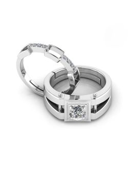 Miss Highness - 925 Sterling Silver Couple Rings for Women and Men (Pack of 2)