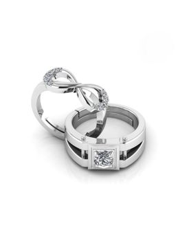 Miss Highness - 925 Sterling Silver Couple Rings for Women and Men (Pack of 2)