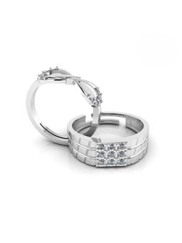 Miss Highness - 925 Sterling Silver Couple Rings for Women and Men (Pack of 2)