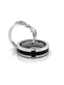 Miss Highness - 925 Sterling Silver Couple Rings for Women and Men (Pack of 2)