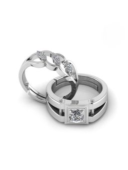 Miss Highness - 925 Sterling Silver Couple Rings for Women and Men (Pack of 2)