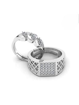 Miss Highness - 925 Sterling Silver Couple Rings for Women and Men (Pack of 2)