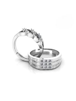 Miss Highness - 925 Sterling Silver Couple Rings for Women and Men (Pack of 2)