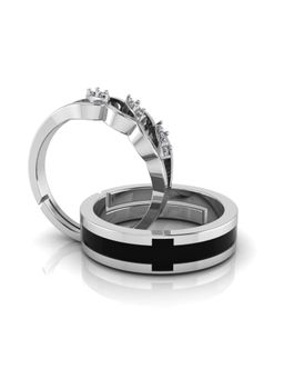 Miss Highness - 925 Sterling Silver Couple Rings for Women and Men (Pack of 2)