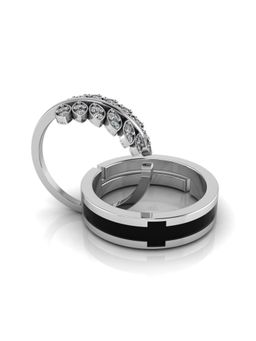 Miss Highness - 925 Sterling Silver Couple Rings for Women and Men (Pack of 2)