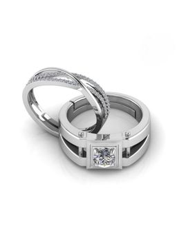 Miss Highness - 925 Sterling Silver Couple Rings for Women and Men (Pack of 2)