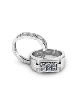 Miss Highness - 925 Sterling Silver Couple Rings for Women and Men (Pack of 2)