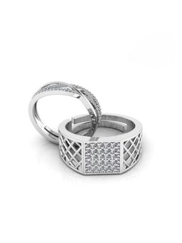 Miss Highness - 925 Sterling Silver Couple Rings for Women and Men (Pack of 2)