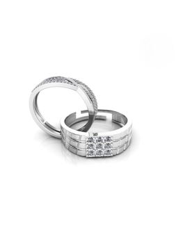Miss Highness - 925 Sterling Silver Couple Rings for Women and Men (Pack of 2)