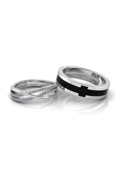 Miss Highness - 925 Sterling Silver Couple Rings for Women and Men (Pack of 2)