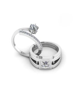 Miss Highness - 925 Sterling Silver Couple Rings for Women and Men (Pack of 2)