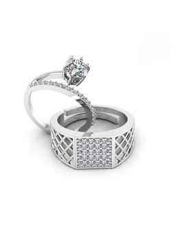 Miss Highness - 925 Sterling Silver Couple Rings for Women and Men (Pack of 2)