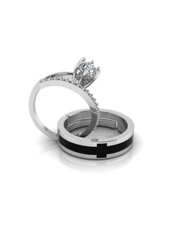 Miss Highness - 925 Sterling Silver Couple Rings for Women and Men (Pack of 2)