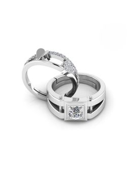 Miss Highness - 925 Sterling Silver Couple Rings for Women and Men (Pack of 2)