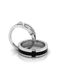 Miss Highness - 925 Sterling Silver Couple Rings for Women and Men (Pack of 2)